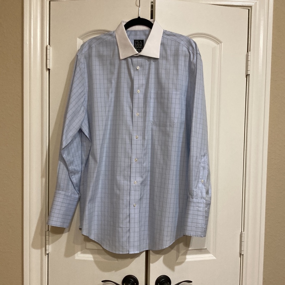 Jos A Banks 100%cotton blue/white/green tailored fit Executive collectio…